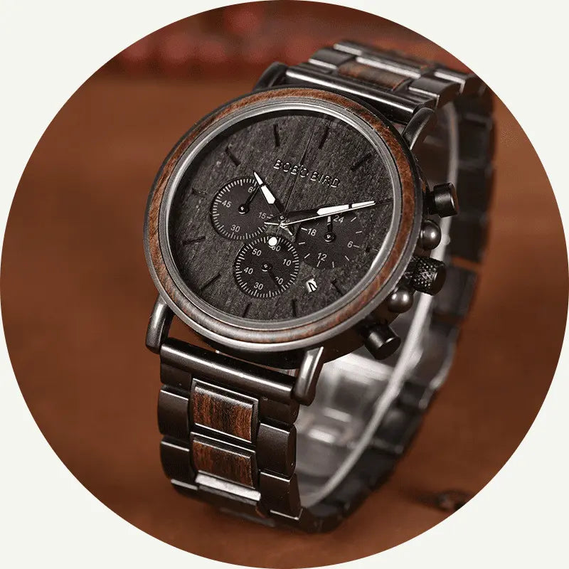 Multifunctional Wooden Quartz Watch